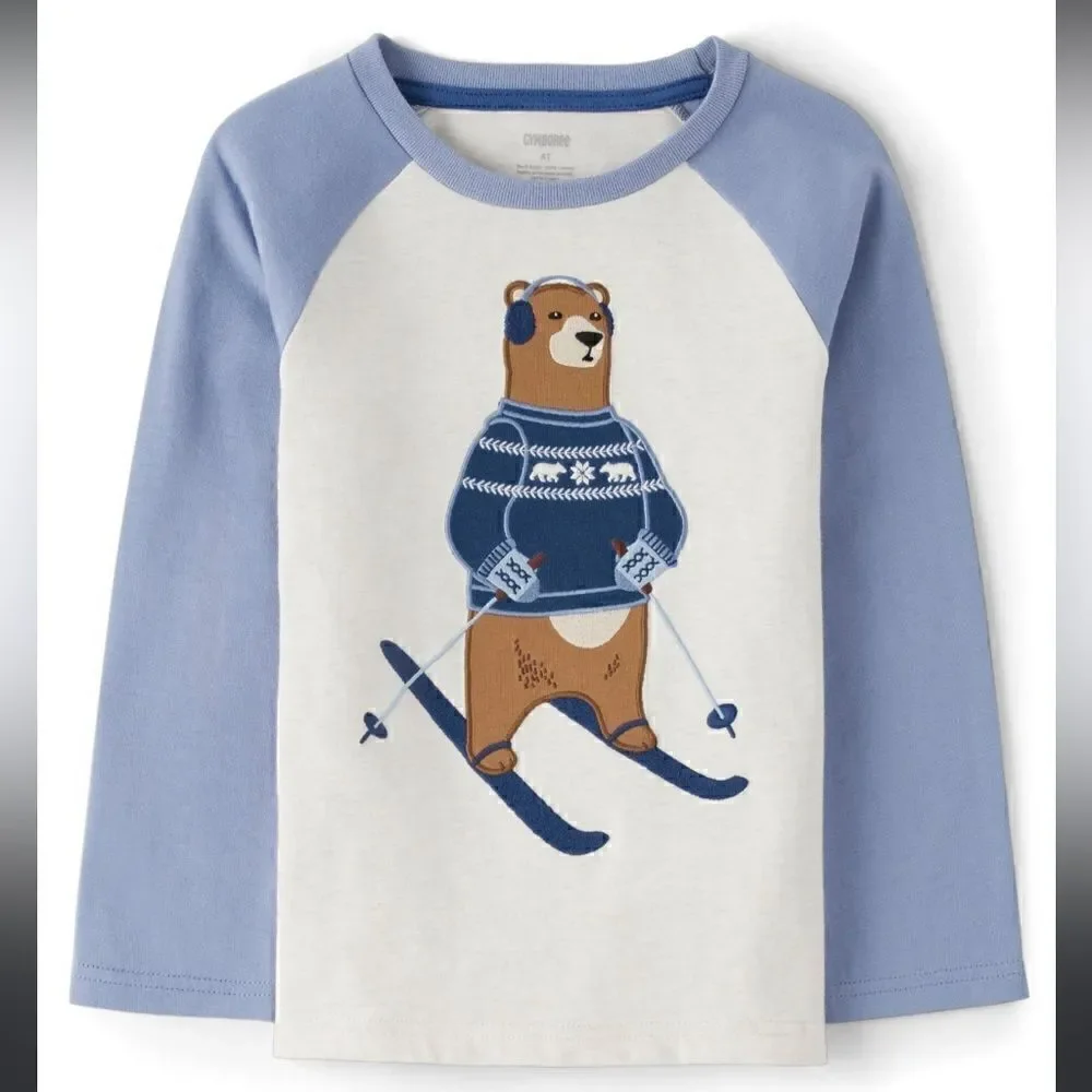 Gymboree | Boys Embroidered Bear Raglan Top - Bear Hugs - H/T Vanilla | 8
